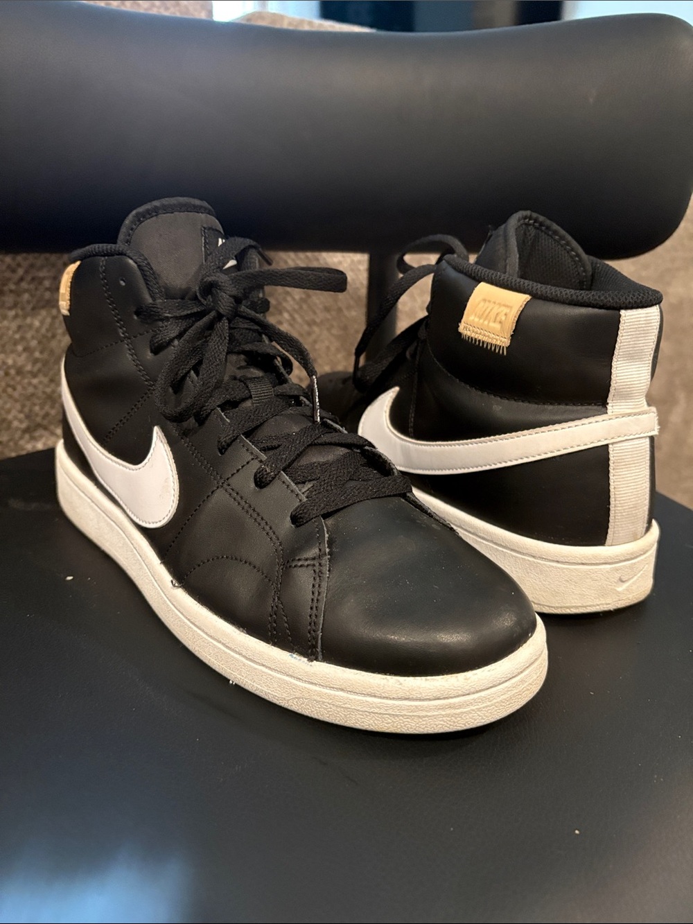 Nike Men’s Black and White Mid-Top Sneakers